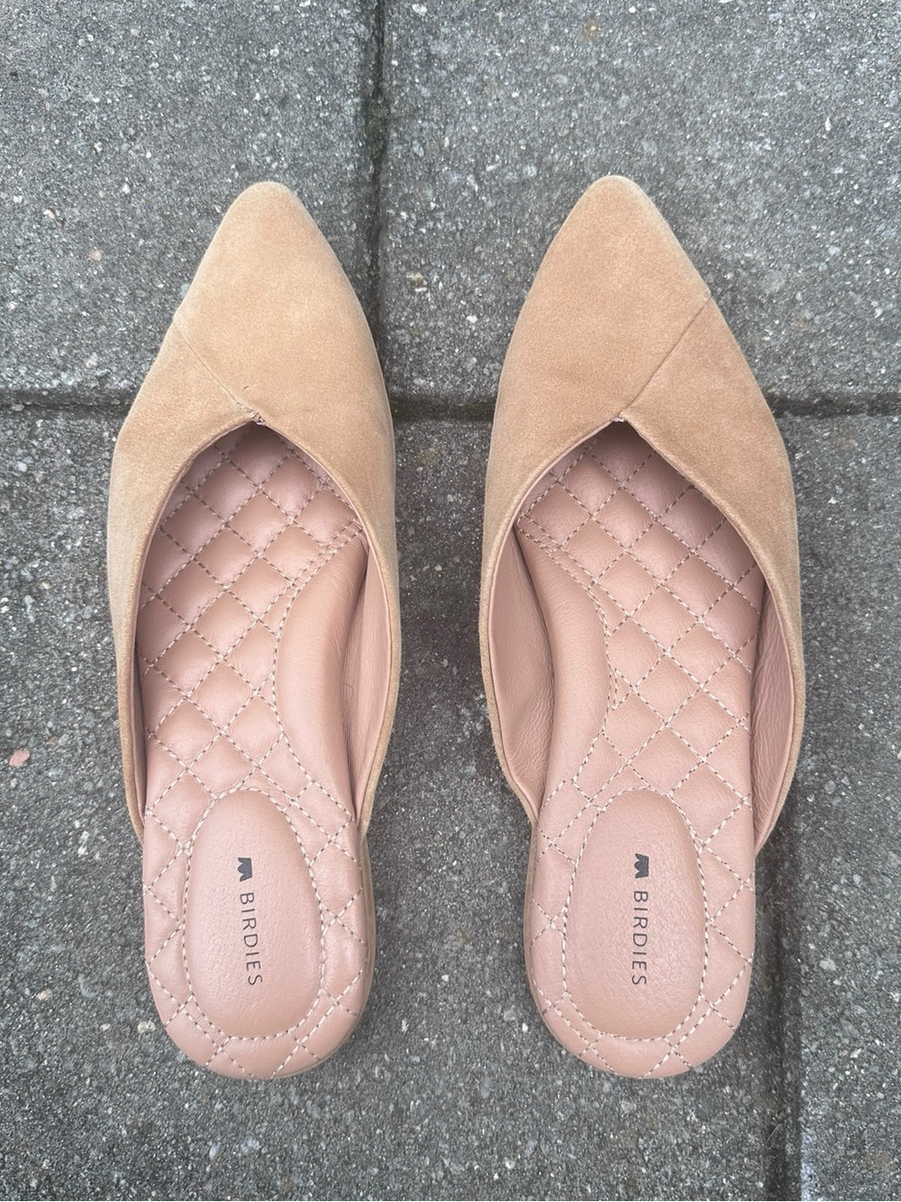 Birdies The Swan Pointed Toe Slip On Mules Golden Oak Suede Size: 7 Shoes Flats - Picture 3 of 17